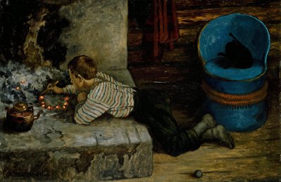 Le garçon des cendres fouillant dans les cendres - Theodor Kittelsen
